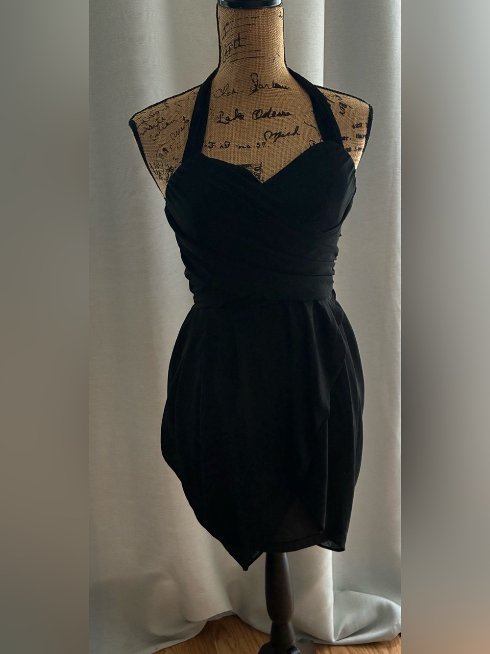 AKIRA Black Strapless Halter Cocktail Dress